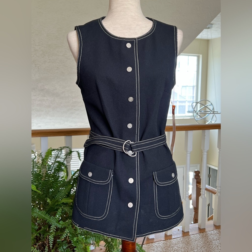 Vintage NWT Personal Division of Leslie Fay Black Sleeveless Vest Modern Size 8